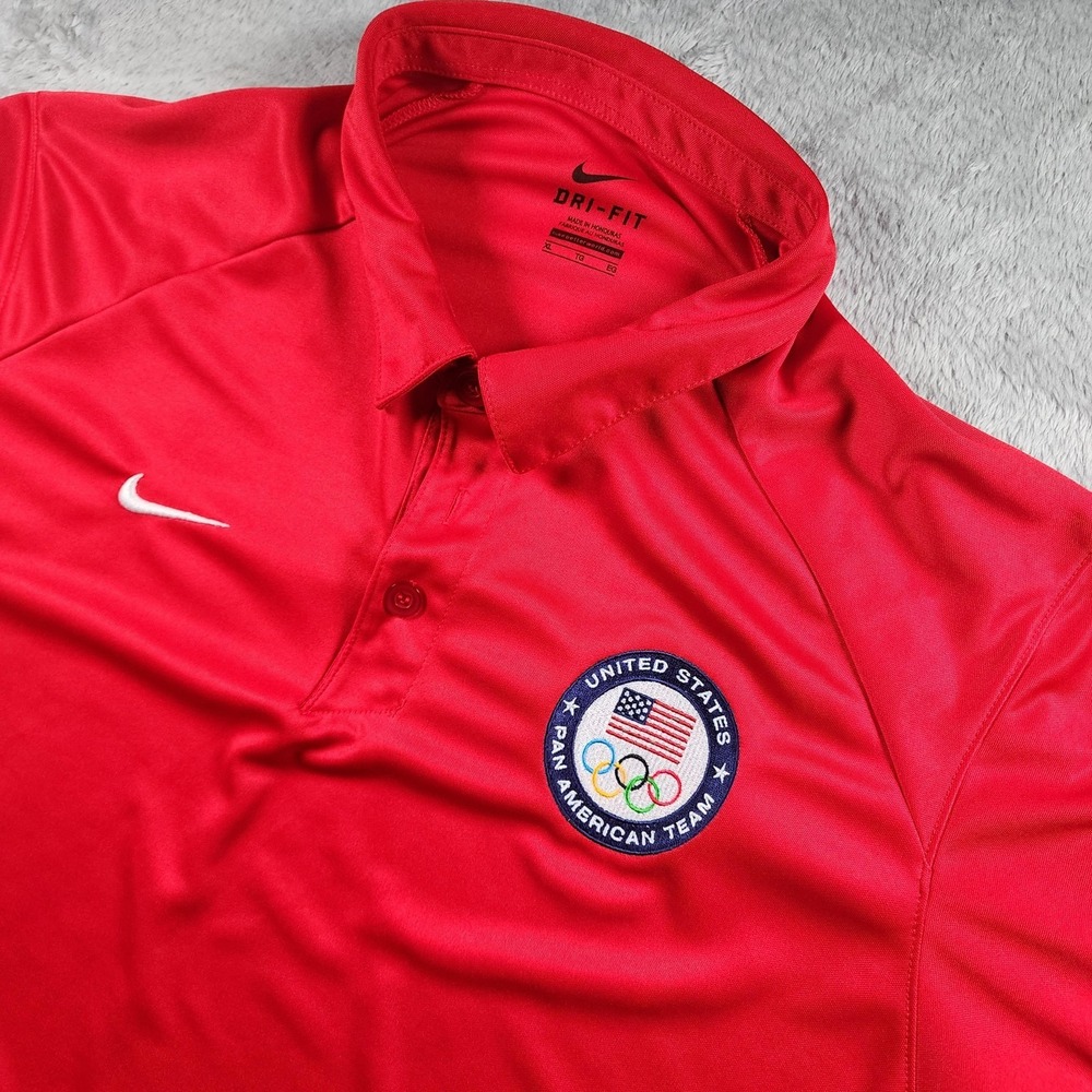 United States Pan American‎ Team Polo Shirt Men XL Red Nike Dri-FIT Olympic